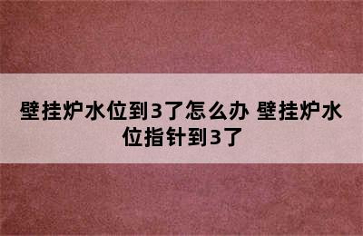 壁挂炉水位到3了怎么办 壁挂炉水位指针到3了